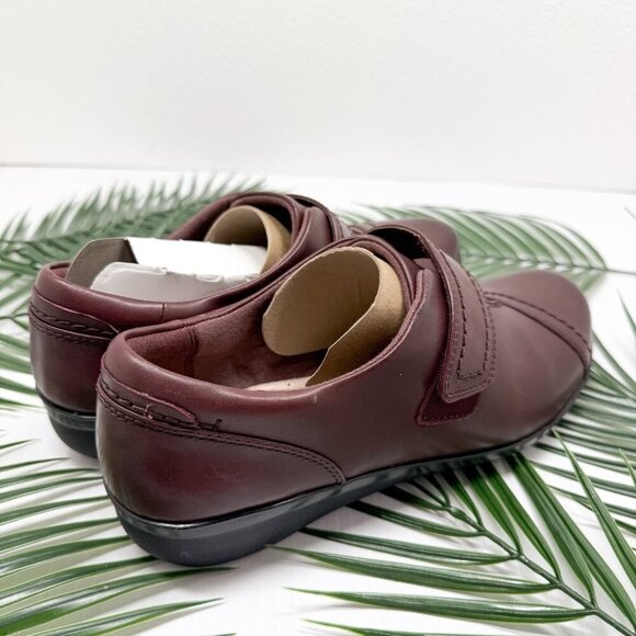 Clarks Women's Burgundy Leather Everlay Dixie Monk Strap Slip On Shoes Size 8 M - Picture 5 of 10